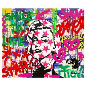 Rolling Stone by Nastya Rovenskaya Mixed Media on Canvas Hand Signed by Artist